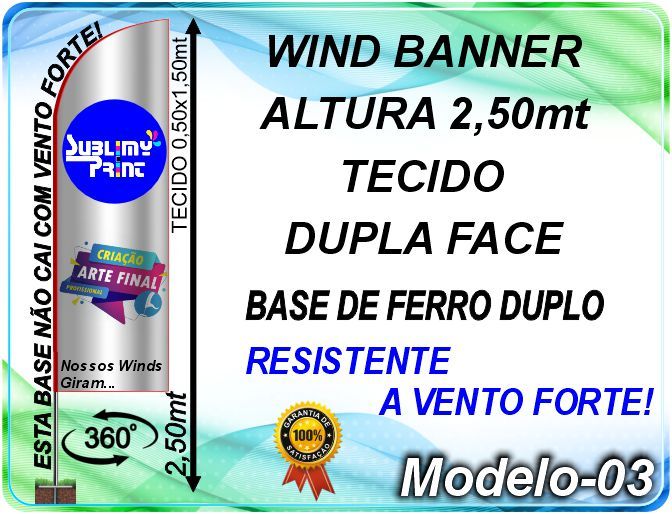 WIND BANNER DUPLA FACE DE 2,50mt (COMPLETO).