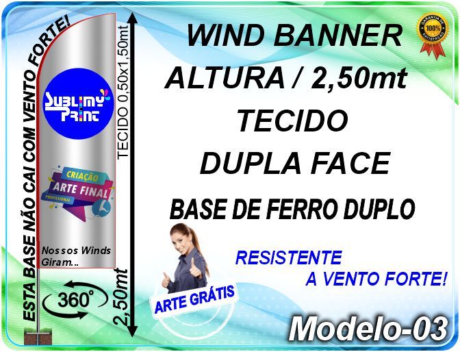 WIND BANNER DUPLA FACE DE 2,50mt (COMPLETO).