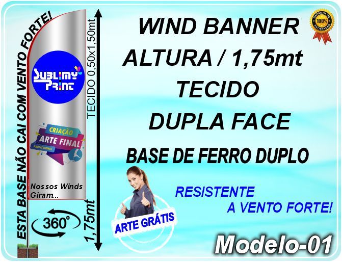 01-WIND BANNER DUPLA FACE DE 1,75mt (COMPLETO).
